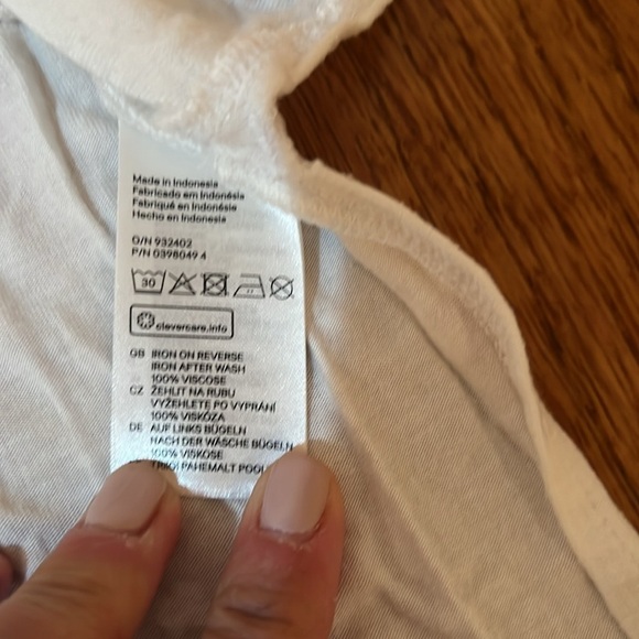 Girls H&M T Shirt Tunic open on sides size XS White with Green Print Sleevless - Picture 7 of 7